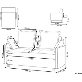 Beliani Schlafsofa 2-Sitzer Hovin Stoff Hellgrau