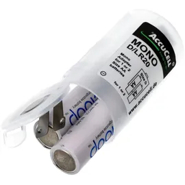 AccuCell Universal Mono D Adapter im 2er Pack für 1 oder 2 Mignon, AA, LR6, FR6 Batterie oder Akku