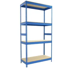 PROREGAL Schwerlastregal WOOD YETI LIGHT FIVE | HxBxT 200x100x45cm | Fachlast 300kg | Blau