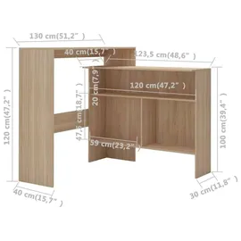 vidaXL Bartisch mit 2 Tischplatten 130 x 40 x 120 cm Eichenoptik