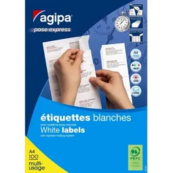 agipa Universal-Etiketten, 105 x 42,4 mm, mit Abzieh-Hilfe