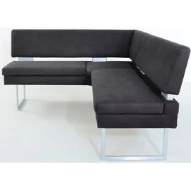 K+W Komfort & Wohnen Eckbank K+W KOMFORT & WOHNEN, schwarz (schwarz 81), B:158cm H:89cm T:199cm, Sitzbänke, Eckbank, langer Schenkel links oder rechts, mit dekorativen Distanzhalter