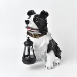 Tuzsocr Solar Gartenstatuen,Hund Figuren mit LED Solar Laterne,Tier Statue aus Harz,Solar-Gartenleuchte,Wetterfest und frostsicher,Kann zur Dekoration von Garten und Zimmern verwendet Werden (Stil 1)