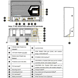 Epever IT-NC G3 MPPT-Laderegler 60A 200V 12/24/36/48VDC