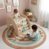 bellabino Kinderbücherregal Vily 4 Ablagefächer 90 x 60 cm Birke lackiert braun