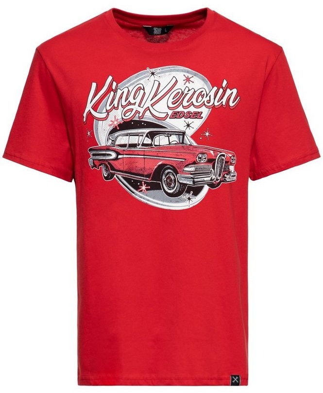 KingKerosin Print-Shirt Edsel (1-tlg) mit Classic Car - Artwork rot 4XL