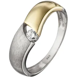 Silberring JOBO Gr. 60, silber (silber 925), Fingerringe, Damen, 60, Silber 925 (Sterlingsilber), 925 Silber bicolor vergoldet mit Zirkonia