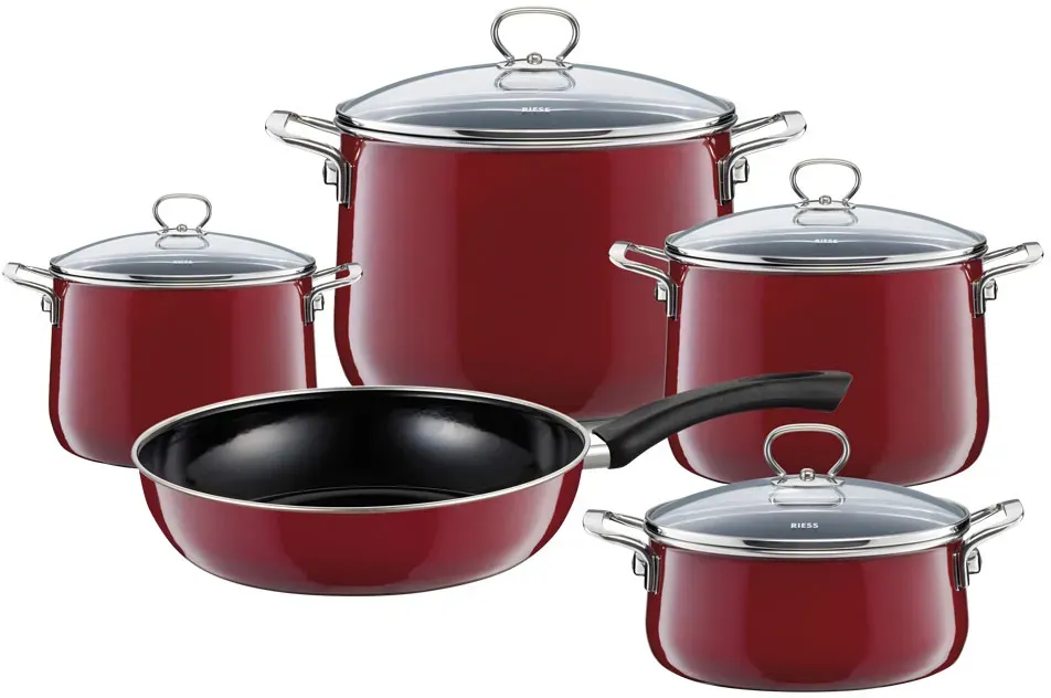 Riess Topfset Emaille-Set 5-tlg. Rosso