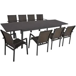 9tlg. Alu Tischgruppe NEREA Set Garten Sitzgruppe Outdoor Schwarz Metall Möbel