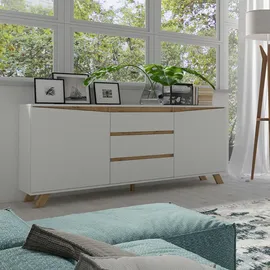 byLIVING Sideboard Valentin 180 x 80 x 38 cm Weiß / Artisan Eiche hell-braun