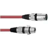 Omnitronic XLR Verbindungskabel 1x XLR-Stecker 3 polig / 1x XLR-Buchse 3 polig 3,00m Rot (30220903)