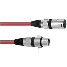 Omnitronic XLR Verbindungskabel 1x XLR-Stecker 3 polig / 1x XLR-Buchse 3 polig 3,00m Rot (30220903)