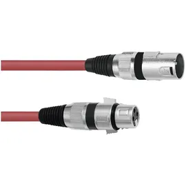 Omnitronic XLR Verbindungskabel 1x XLR-Stecker 3 polig / 1x XLR-Buchse 3 polig 3,00m Rot (30220903)
