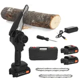 Napacoh 24V Akku Kettensäge Einhand, 6-Zoll mini kettensäge mit akku mit 2-Batterien und 2-Kettenperfekt, kettensäge Elektrisch zum Trimmen von Sträuchern/Ästen/Holz