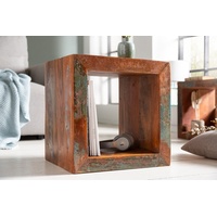 riess-ambiente Beistelltisch »JAKARTA 45cm natur / bunt«, Cube · recyceltes Massivholz · Nachttisch · Regal · Boho-Stil braun