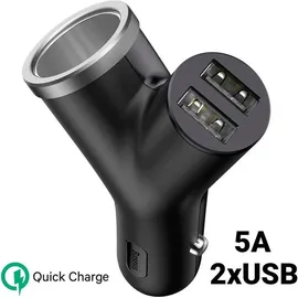Baseus Y-Typ KFZ-Ladegerät Dual USB Zigarettenanzünder 3,1 A Schwarz