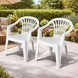 Mojawo ALTEA Gartenstuhl 56 x 56 x 80 cm weiß 2 St.