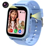 Ruopoem Smartwatch Kinder, 4G Kinder Smartwatch mit GPS und Telefon Videoanruf, GPS Uhr Kinder Anruffunktion SOS Spiel Voice Wecker Schulmodus SIM IP68 Wasserdicht Handy, Geschenke für Mädchen Jungen