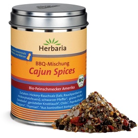 Herbaria Cajun Spice bio 80g M-Dose – fertige Bio-Gewürzmischung für die französisch inspirierte Cajun-Küche – BBQ-Gewürz – Grillgewürz – mit erlesenen Zutaten – in nachhaltiger Aromaschutz-Dose