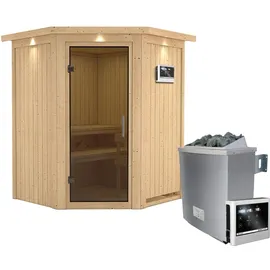 Karibu Larin inkl. 9 kW Ofen + ext. Steuerung + Dachkranz