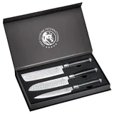 CHEF CUISINE Damast Messer-Set 3-tlg., Santoku Messer, Allzweckmesser