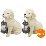 bmf-versand Solarleuchten Garten 2er Set Gartenfiguren Tiere Hund Solarlampe Außen Solar