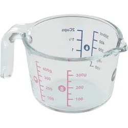 Messbecher EMSA "Prep&Bake", transparent, H:9cm, Glas, Messbecher, doppelte Skalierung f. feste & flüssige Zutaten, Ausgießlippe