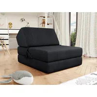 MIRJAN24 Schlafsofa Kevin Cord, mit Schlaffunktion, Bettsessel, Klappmatratze, Faltmatratze schwarz