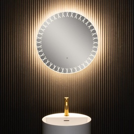 neoro n80 Designspiegel Ø 60 cm, mit umlaufender Beleuchtung, direkt + indirekt, BN0049MI,