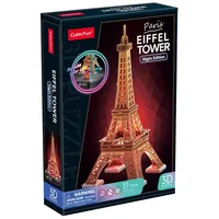 Cubic Fun CubicFun 660534 3D Puzzle, Eiffelturm LED, beleuchtetes 3D-Modell, Wahrzeichen von Paris, Modellbausatz mit 51 Teilen, Modellbau für Kinder ab 8 Jahren