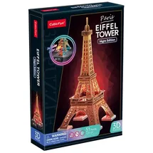 Cubic Fun CubicFun 660534 3D Puzzle, Eiffelturm LED, beleuchtetes 3D-Modell, Wahrzeichen von Paris, Modellbausatz mit 51 Teilen, Modellbau für Kinder ab 8 Jahren