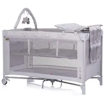 Chipolino Reisebett, Luna 2 Ebenen Wickelauflage klappbar Spielbogen Faltmatratze silber Kunststoff, 60x120 cm, Babymöbel, Babybetten, Reisebetten