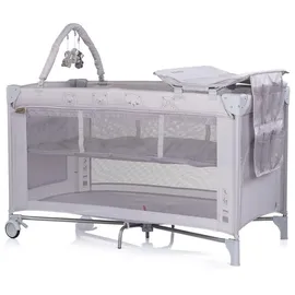 Chipolino Reisebett, Luna 2 Ebenen Wickelauflage klappbar Spielbogen Faltmatratze silber Kunststoff, 60x120 cm, Babymöbel, Babybetten, Reisebetten