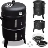 Maxxgarden - Räuchergrill - Holzkohlegrill - Multifunktionsgrill - Grill - Räucherofen - 40x40x78cm - Schwarz