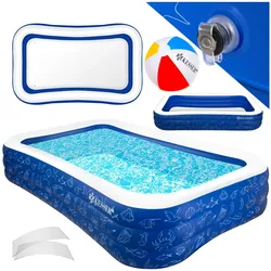 KESSER® Aufblasbarer Pool Familienpool für Kinder und Erwachsene Gartenschwimmbad Familienschwimmbad Sommer Planschbecken Füllmenge Kinderfreundlich Entwässerungslöcher