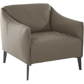 W.Schillig Cocktailsessel "sally", braun (stone z59), B:84cm H:78cm T:84cm, Longlife Xtra-Leder Z59: Glattleder mit modischer Prägung. Hautstärke 0, 9 - 1, 1 mm., Sessel, Cocktailsessel, mit Metall-Winkelfüßen in Schwarz pulverbeschichtet