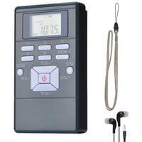 COVVY Tragbares FM-Stereo-Radio mit Kopfhörer, Mini-Digital-Tunning-FM-Transistor-Radio für Walking, Laufen, Joggen grau (Gray)