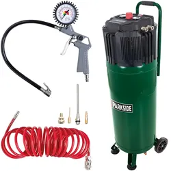 Parkside Kompressor PVKO50B2 Set + Spiralschlauch Manometer + Zubehör 1500W 50L