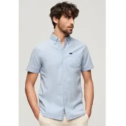 Superdry für Herren. M4010623A Blaues kurzärmeliges Oxford-Hemd (S), Lässig, Baumwolle, Kurzarm