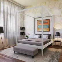 Weber Industries HIMMELBETT ROMANCE / Bett 140x190 - Weiß - Weiß