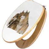 Banjado Design WC Sitz Bambus Toilettendeckel Toilettensitz Bambus Holz Klodeckel WC-Sitz Universal Scharnieren Motiv Wölfe