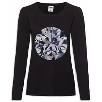 Urban Backwoods Langarmshirt Diamond III Damen Langarmshirt Diamant Rap Hip Hop Pin Up Rockabella (1-tlg) Tattoo Rich Gangster Rockabilly schwarz 3XL