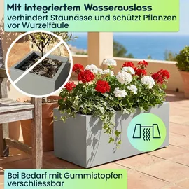 ethick Blumentopf Rechteckig 58 78 x 29 x 30 cm Beton-Grau