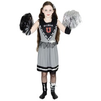 Foxxeo Zombie Cheerleader Kostüm für Mädchen - Größe 110-152 - zu Halloween Fasching Karneval Größe 122-128