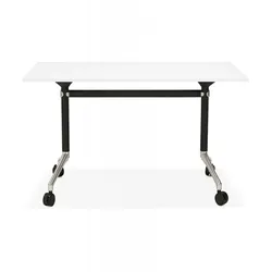 Klappschreibtisch FLEXO Weiß Holz Metall  Mobiler Schreibtisch mit Rollen  Modernes Arbeitsplatz System  140x70x73 cm  Kadima Design