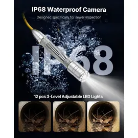 Vevor Endoskopkamera 20m 1080p HD IP68 mit WLAN und 12 LEDs