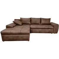 luma-home Vintage Ecksofa Schlafsofa Eckcouch L-Sofa mit Ottomane links, einzeln stellbar,L-Form, 266x186 cm, Wohnzimmer, Sofas & Braun