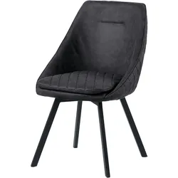 TRISENS Essstuhl Esszimmerstuhl Designstühle PU Lederbezug in Antik Optik Küchenstuhl 1 St. Schwarz