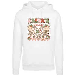 Kapuzenpullover F4NT4STIC "Santas favorite Ho Ho Ho Christmas", Damen, Gr. L, weiß, Obermaterial: 65% Baumwolle, 35% Polyester, casual, relaxed fit, Langarm, Pullover, Premium Qualität