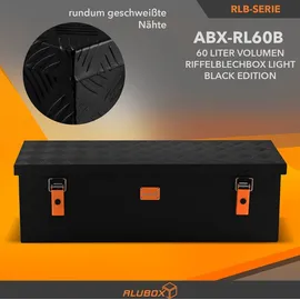 AluBox Werkzeugkiste Riffelblech 60 L Schwarz 82,5x34x25 cm